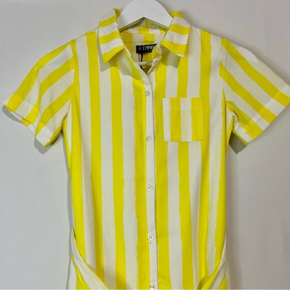 Awesome by Someone Kids Short Sleeve Striped Maxi Dress w/ Tie Yellow 10 NWT - Picture 2 of 6